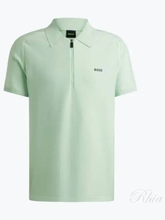 Jayno Zipper Neck PK Shirt Open Green - HUGO BOSS - BALAAN 2