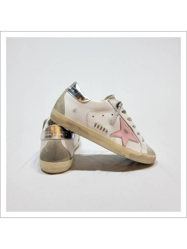 Women's Superstar Silver Heel Tab Pink Star Low Top Sneakers White - GOLDEN GOOSE - BALAAN 6