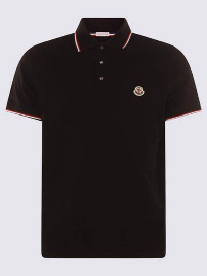 Small Logo Patch Short Sleeve Cotton Polo Shirt Black - MONCLER - BALAAN 2