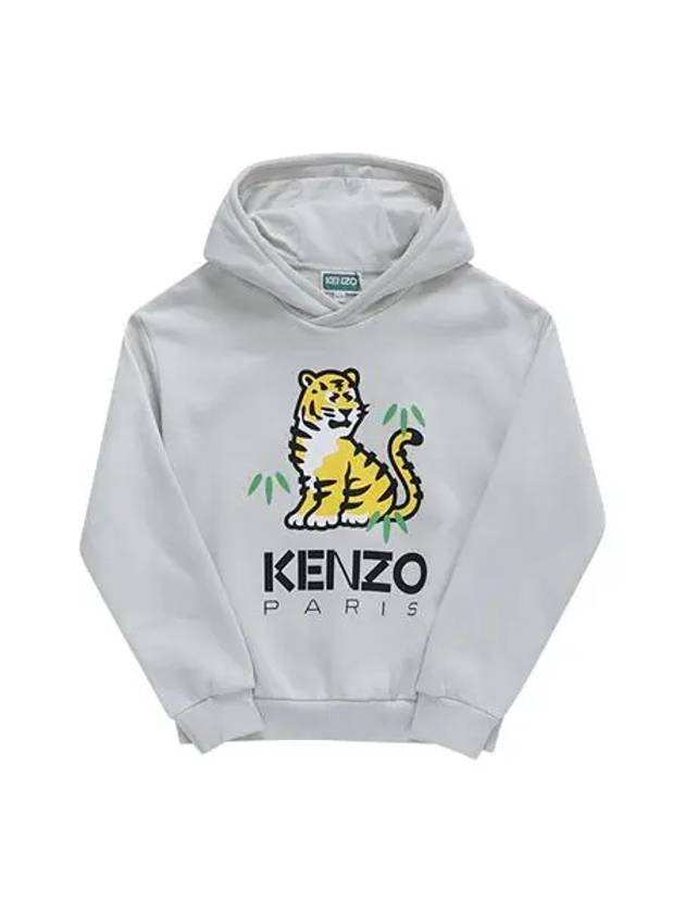 Kids Logo Print Top Hoodie Grey - KENZO - BALAAN 6