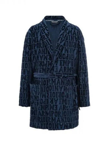 UNDERWEAR Men s Velor Logo Dressing Gown Navy 270241 - EMPORIO ARMANI - BALAAN 1