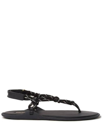 Cord Strap Leather Sandals 5Y184EFM0053L74 - MIU MIU - BALAAN 1