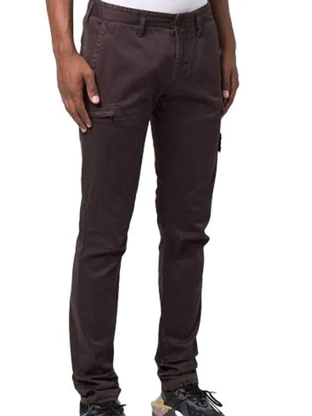 Men's Waffen Patch Straight Pants Dark Brown - STONE ISLAND - BALAAN 4