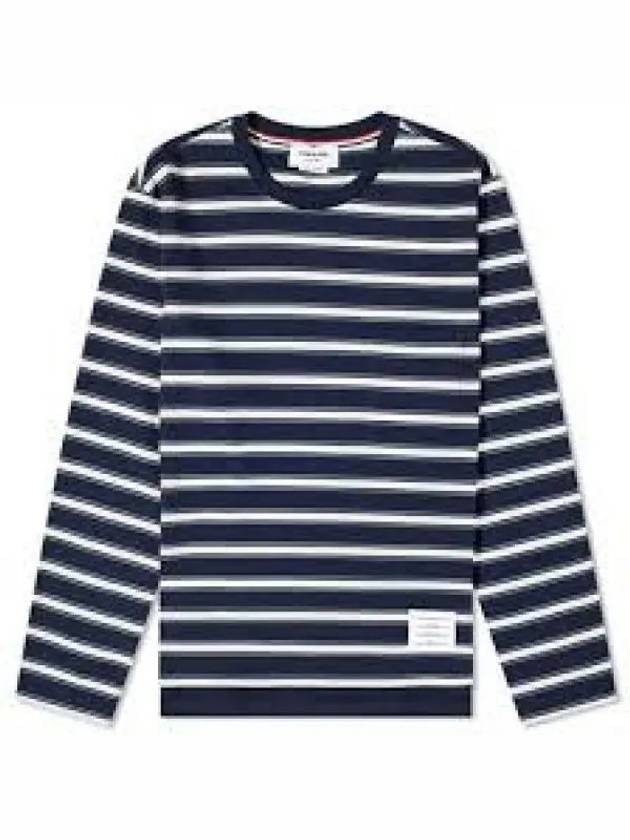 Stripe Jersey Oversized Long Sleeve T-Shirt Navy - THOM BROWNE - BALAAN 2