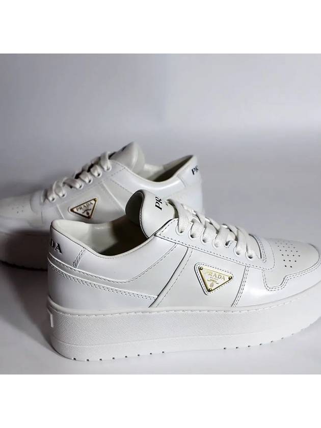 Downtown Bold Leather Low Top Sneakers White - PRADA - BALAAN 10