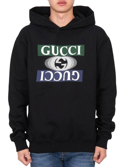 Interlocking G Shadow Print Cotton Jersey Hoodie Black - GUCCI - BALAAN 2