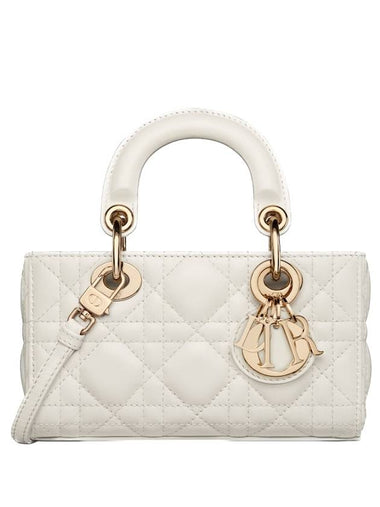 Lady D Joy Cannage Lambskin Micro Tote Bag White - DIOR - BALAAN 1