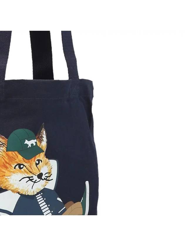 Dressed Fox Vertical Cotton Canvas Tote Bag Navy - MAISON KITSUNE - BALAAN 5