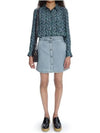 Women's Paula Denim A-Line Skirt Wash Indigo - A.P.C. - BALAAN.