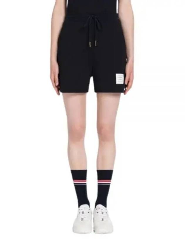 Women's Pique Stripe Rib Gusset Shorts Navy - THOM BROWNE - BALAAN 2