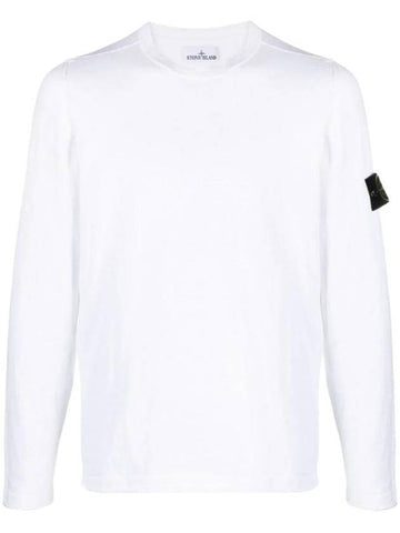 Compass Badge Ribbed Cotton Knit Top White - STONE ISLAND - BALAAN 1