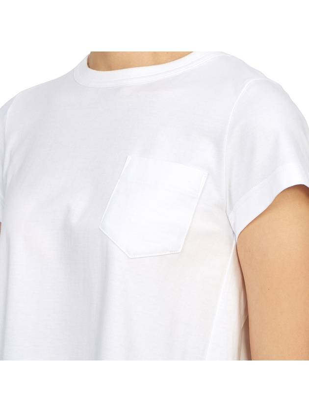 Women's Back Pleated Cotton Short Sleeve T-Shirt White - SACAI - BALAAN 9