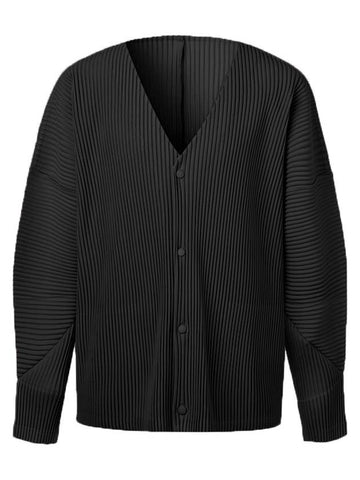 V neck long sleeve pleated cardigan black - MONPLISSE - BALAAN 1