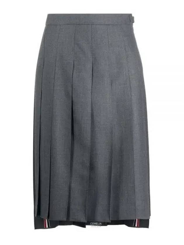 RWB Tab Drop Back Super 120 Count Wool Pleated Skirt FGC400V 00626 035 - THOM BROWNE - BALAAN 1