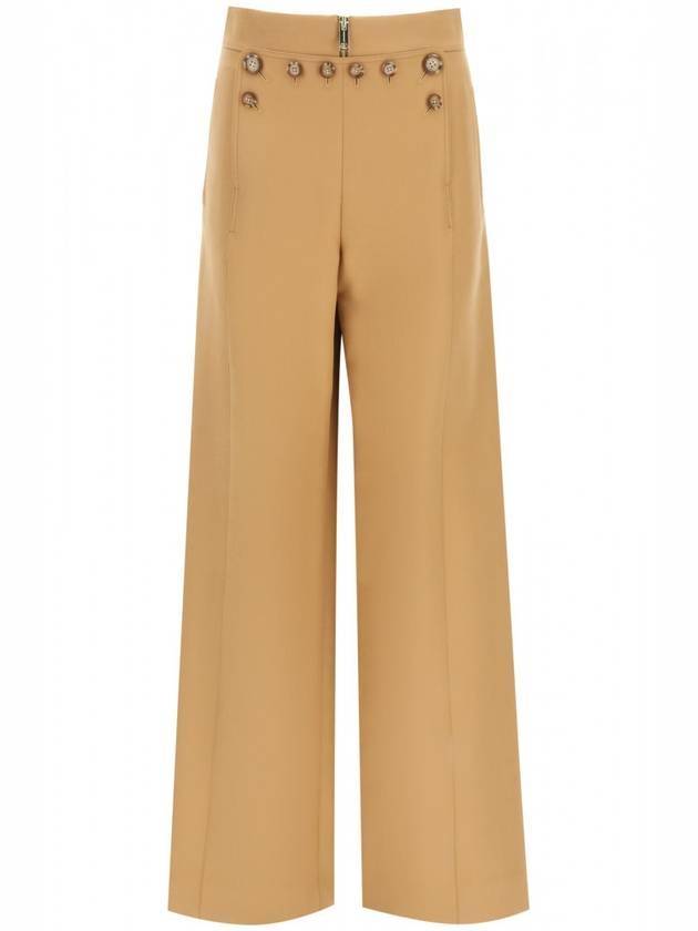 Women's Button Panel Sailor Wide Pants Brown - BURBERRY - BALAAN.