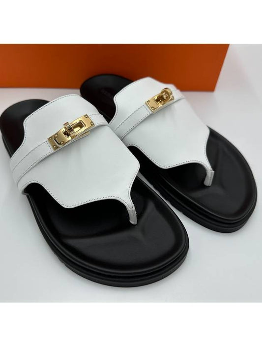 Empire Calfskin Slippers White - HERMES - BALAAN 2