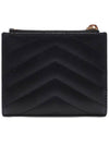 Cassandre Matelasse Grain De Poudre Embossed Leather Half Wallet Black - SAINT LAURENT - BALAAN 5