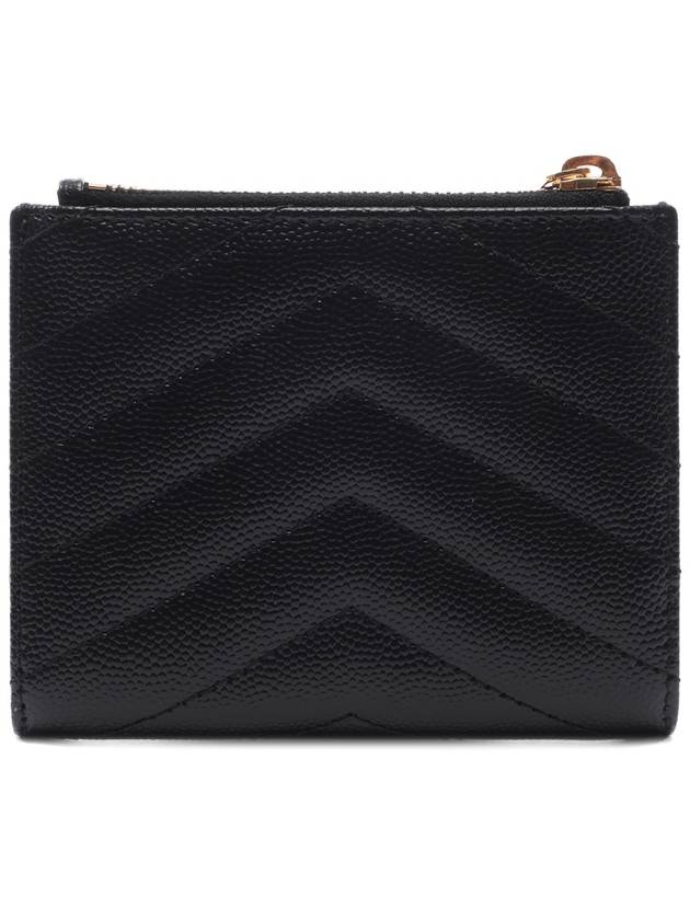 Cassandre Matelasse Grain De Poudre Embossed Leather Half Wallet Black - SAINT LAURENT - BALAAN 5