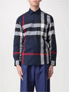 Check Motif Cotton Long Sleeve Shirt Navy - BURBERRY - BALAAN 3