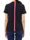 Center Back Stripe Classic Cotton Pique Relaxed Fit Short Sleeve T-Shirt Navy - THOM BROWNE - BALAAN 5