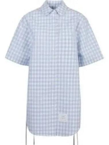 RWB Check Shirt Cotton Short Dress Blue - THOM BROWNE - BALAAN 1