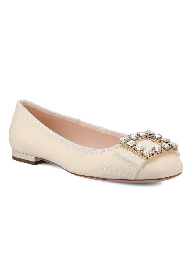 Très Vivier Crystal Buckle Flat Off White - ROGER VIVIER - BALAAN 3