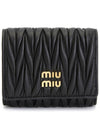 Matelasse Logo Nappa Leather Half Wallet Black - MIU MIU - BALAAN 2