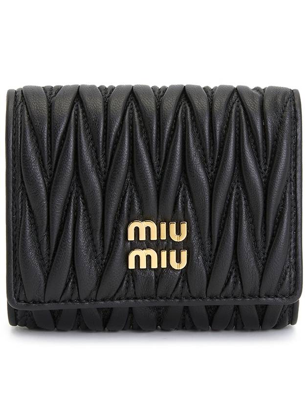 Matelasse Logo Nappa Leather Half Wallet Black - MIU MIU - BALAAN 2