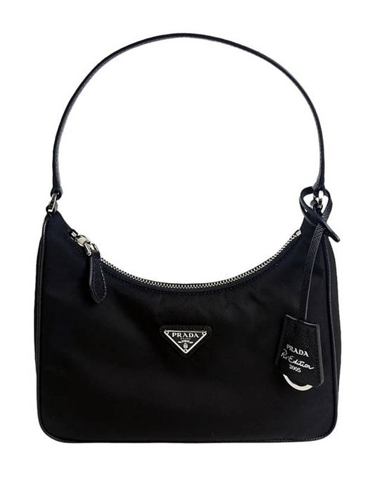 Re-Edition Saffiano Trimming Re-Nylon Shoulder Bag Black - PRADA - BALAAN