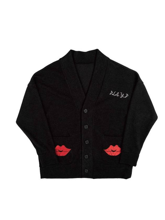 Lips Pocket Cardigan Black - PLA.Y_P - BALAAN 1