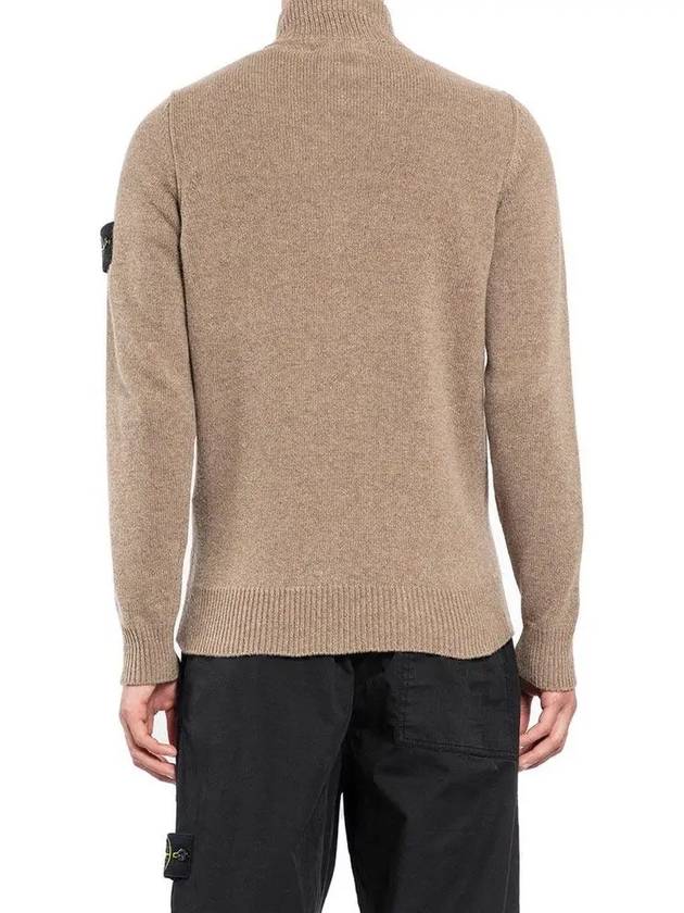 Wappen Patch Half Button Lambswool Knit Top Brown - STONE ISLAND - BALAAN 3