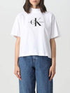 Monologo High Neck Short Sleeve T-Shirt White - CALVIN KLEIN - BALAAN 1