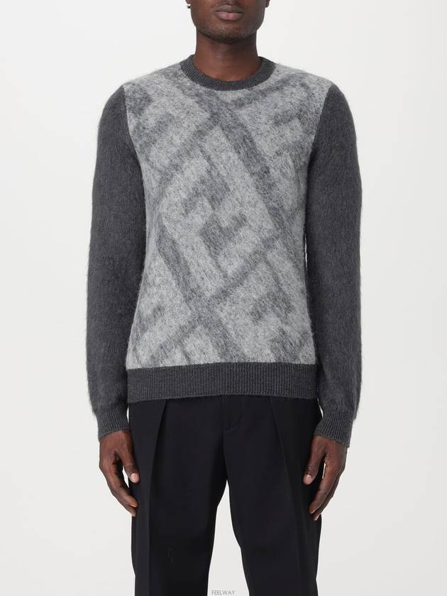 Crew Neck Alpaca Pullover Knit Top Grey - FENDI - BALAAN 2