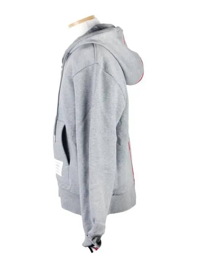 Center Back Stripe Cotton Zip Up Hoodie Light Grey - THOM BROWNE - BALAAN 3