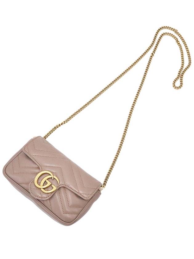 Women s Gucci 476433 Nude Chevron Matelasse GG Marmont Super Mini Chain Cross Bag gt Gangbuk used luxury goods - GUCCI - BALAAN 8