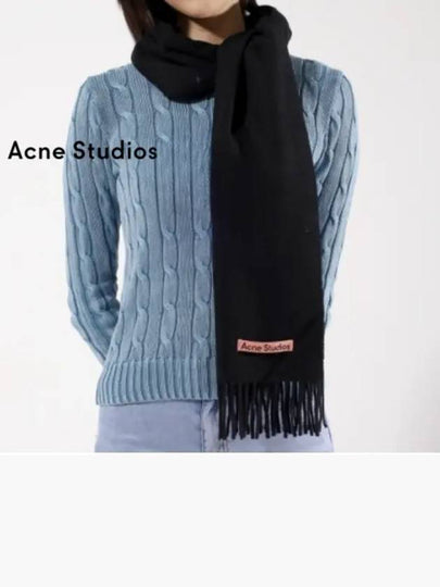 Logo Fringe Cashmere Muffler Black - ACNE STUDIOS - BALAAN 2