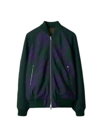 Reversible Check Bomber Jacket Green - BURBERRY - BALAAN 2