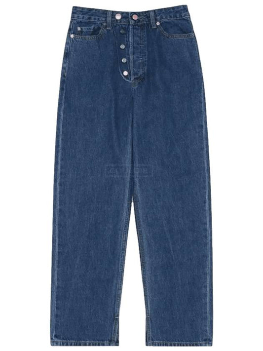 Figni Figni straight jeans mid blue stone - GANNI - BALAAN 1