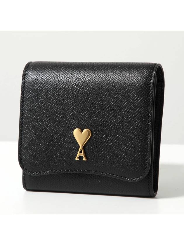 Heart Logo Paris Compact Wallet Black Unisex - AMI - BALAAN 4