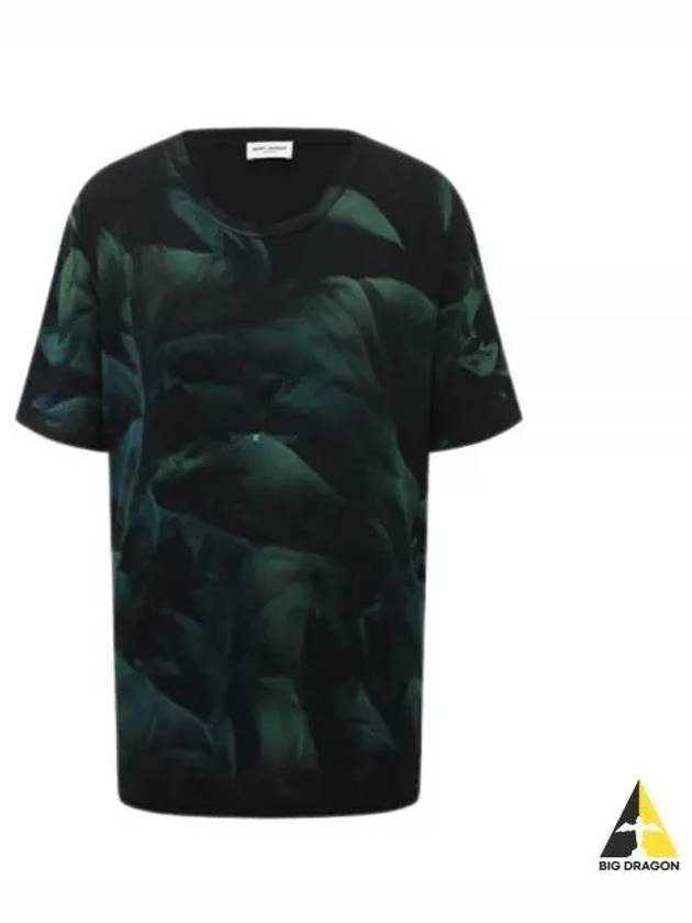 Tie Dye Logo Short Sleeve T-Shirt Green - SAINT LAURENT - BALAAN 2