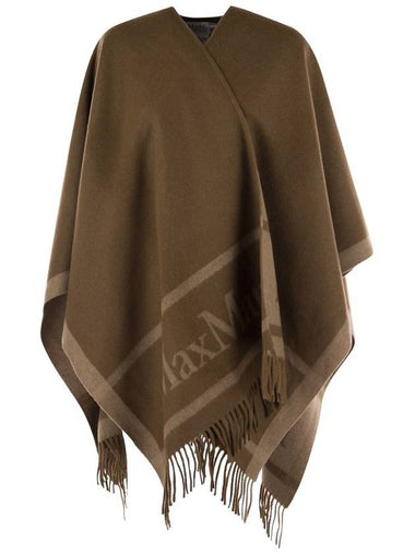 Logo Detail Fringed Cape Brown - MAX MARA - BALAAN 1