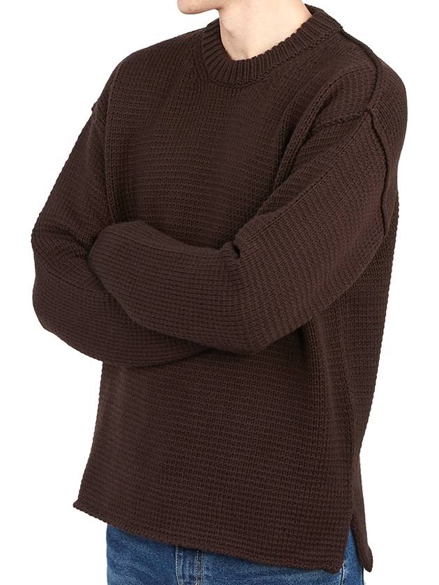 Crew Neck Wool Knit Top Brown - TEN C - BALAAN 6