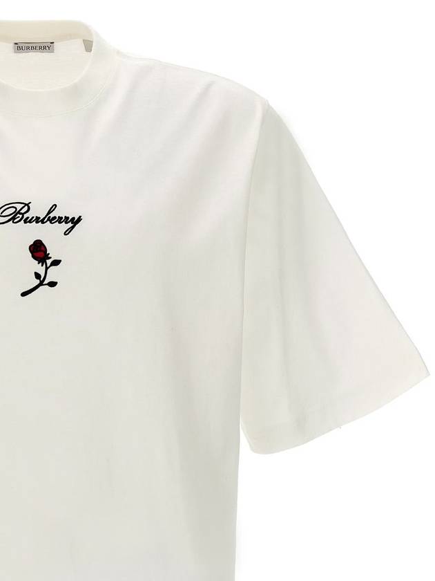 Rose Embroidered Logo Short Sleeve T-shirt White - BURBERRY - BALAAN 4