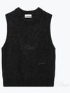 Brushed Alpaca O Neck Vest Knit Top Black - GANNI - BALAAN 2