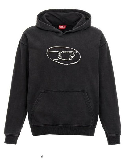 S-Boxt Logo Print Cotton Hoodie Black - DIESEL - BALAAN 2