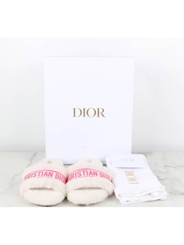 Shearling Fuchsia Logo Mule Slippers 37 240 - DIOR - BALAAN 2