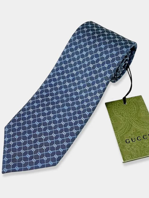 GG Dot Pattern Silk Tie Blue Silver - GUCCI - BALAAN 7