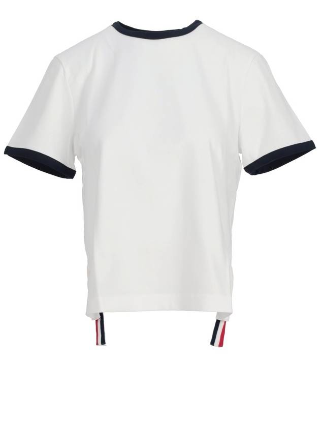 Asymmetric Hem Short Sleeve T-Shirt White - THOM BROWNE - BALAAN 2