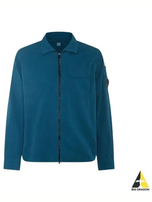 Gabardine Zip Up Long Sleeve Shirt Blue - CP COMPANY - BALAAN 2