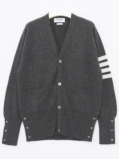 Men's Diagonal Classic Cashmere Cardigan Mid Grey - THOM BROWNE - BALAAN 2